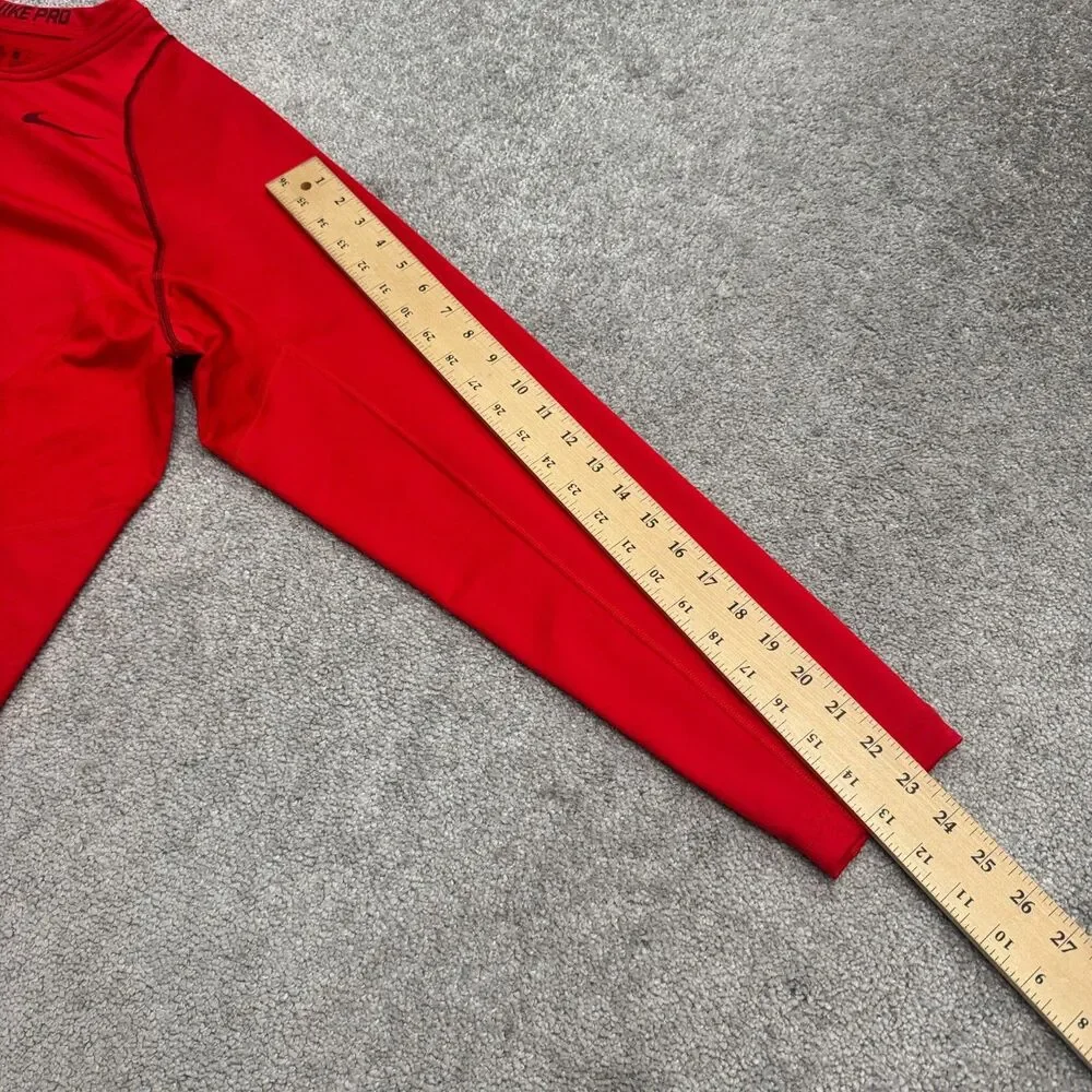 Nike Pro Fitted Hyperwarm Fitted Long Sleeve T-Shirt Mens 2XL Red Training Tee